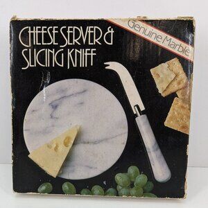 Vintage Genuine Marble Cheese Server & Slicing Knife 39298R Made in Taiwan 1984